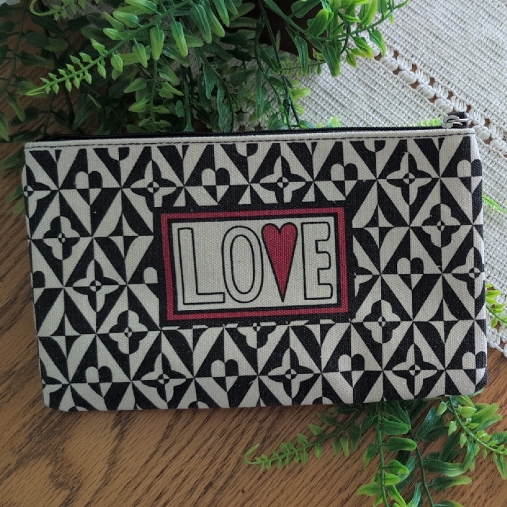 Geometric Black and White LOVE Pouch